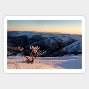 Sunset on the mountainside Sticker